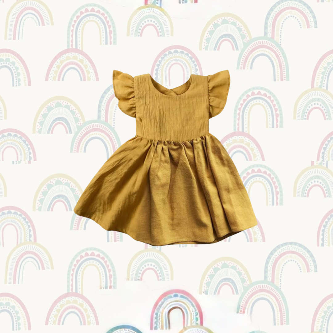 The Bow-Back Flutter Dress - Sunny Mustard