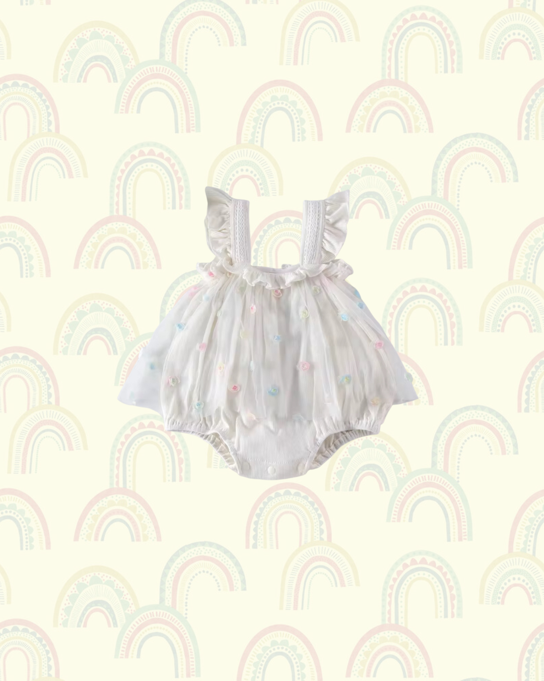 Petal Baby Romper - Chalk