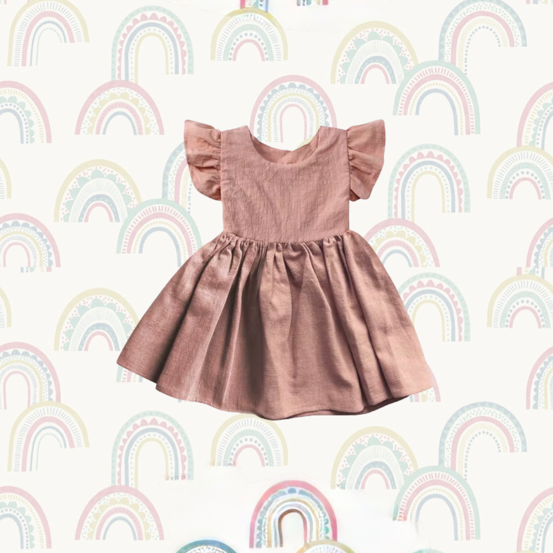 The Bow-Back Flutter Dress - Feather Pink