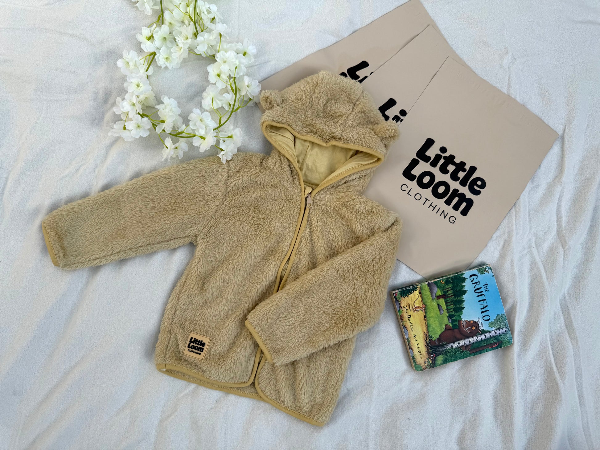 SnuggleCub Fleece Hoodie - Cream Teddy