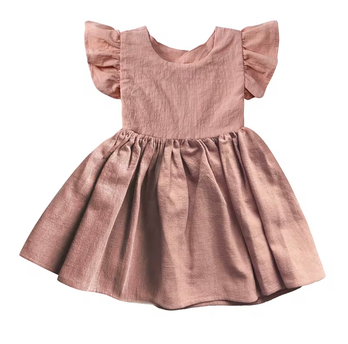 The Bow-Back Flutter Dress - Feather Pink
