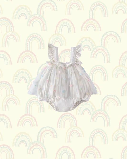 Petal Baby Romper - Chalk