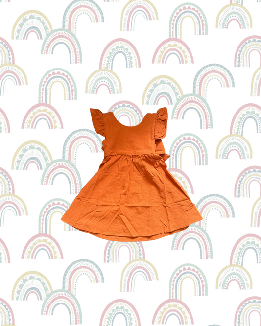 The Bow-Back Flutter Dress - Dusk Orange