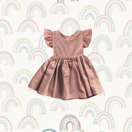 The Bow-Back Flutter Dress - Feather Pink