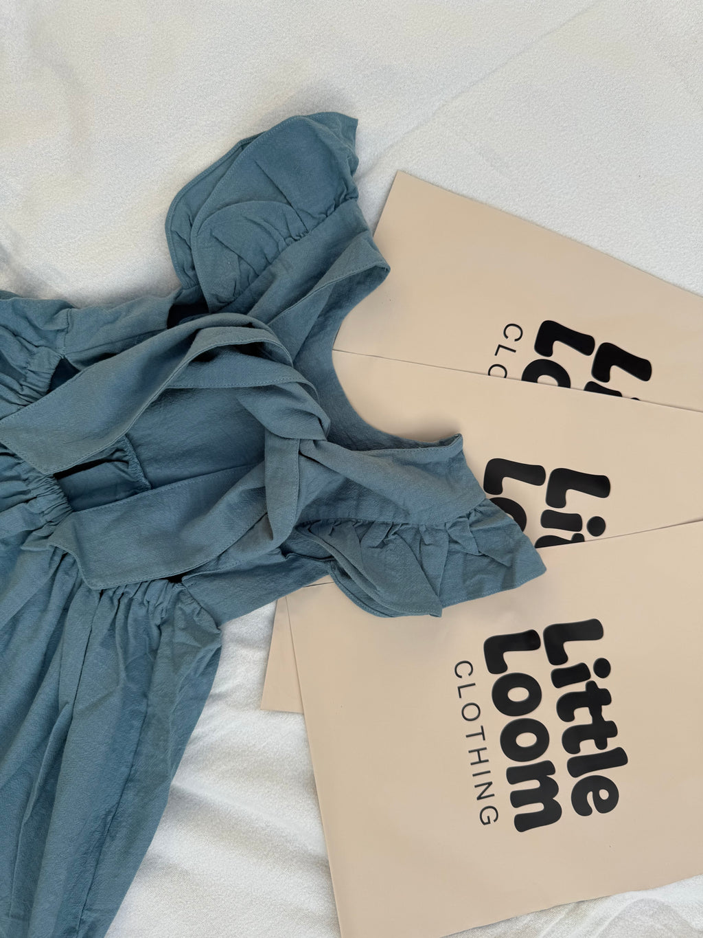 The Bow-Back Flutter Dress - Misty Blue