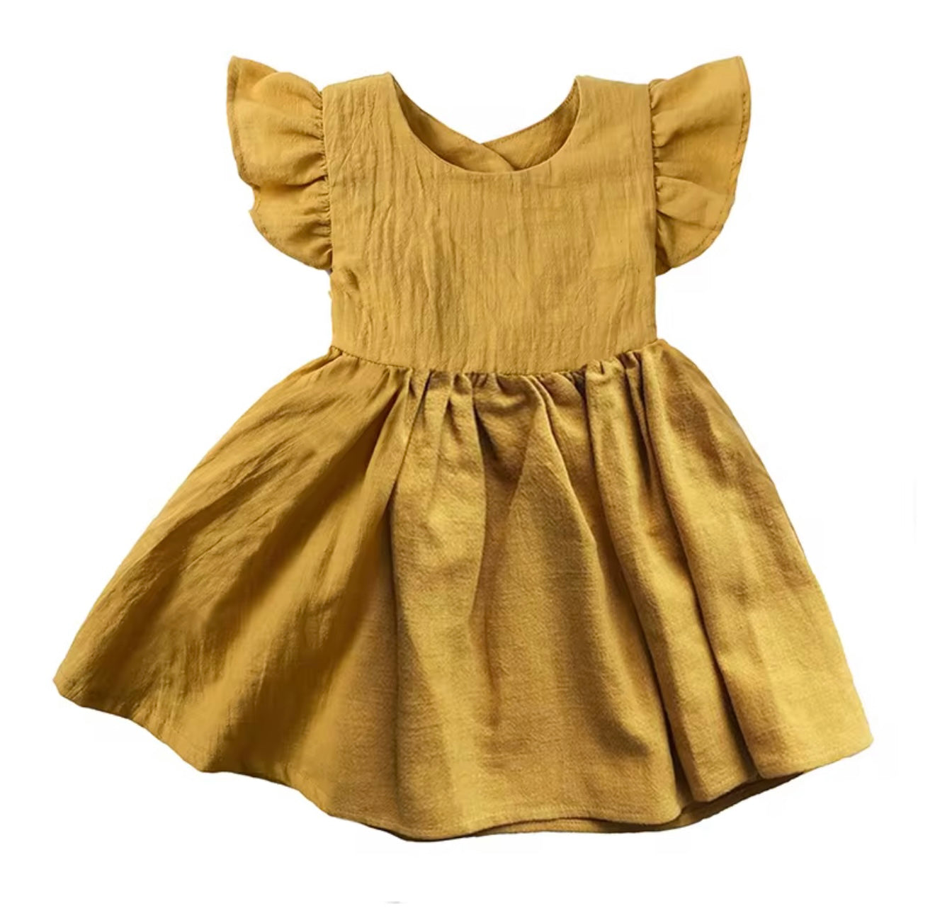 The Bow-Back Flutter Dress - Sunny Mustard