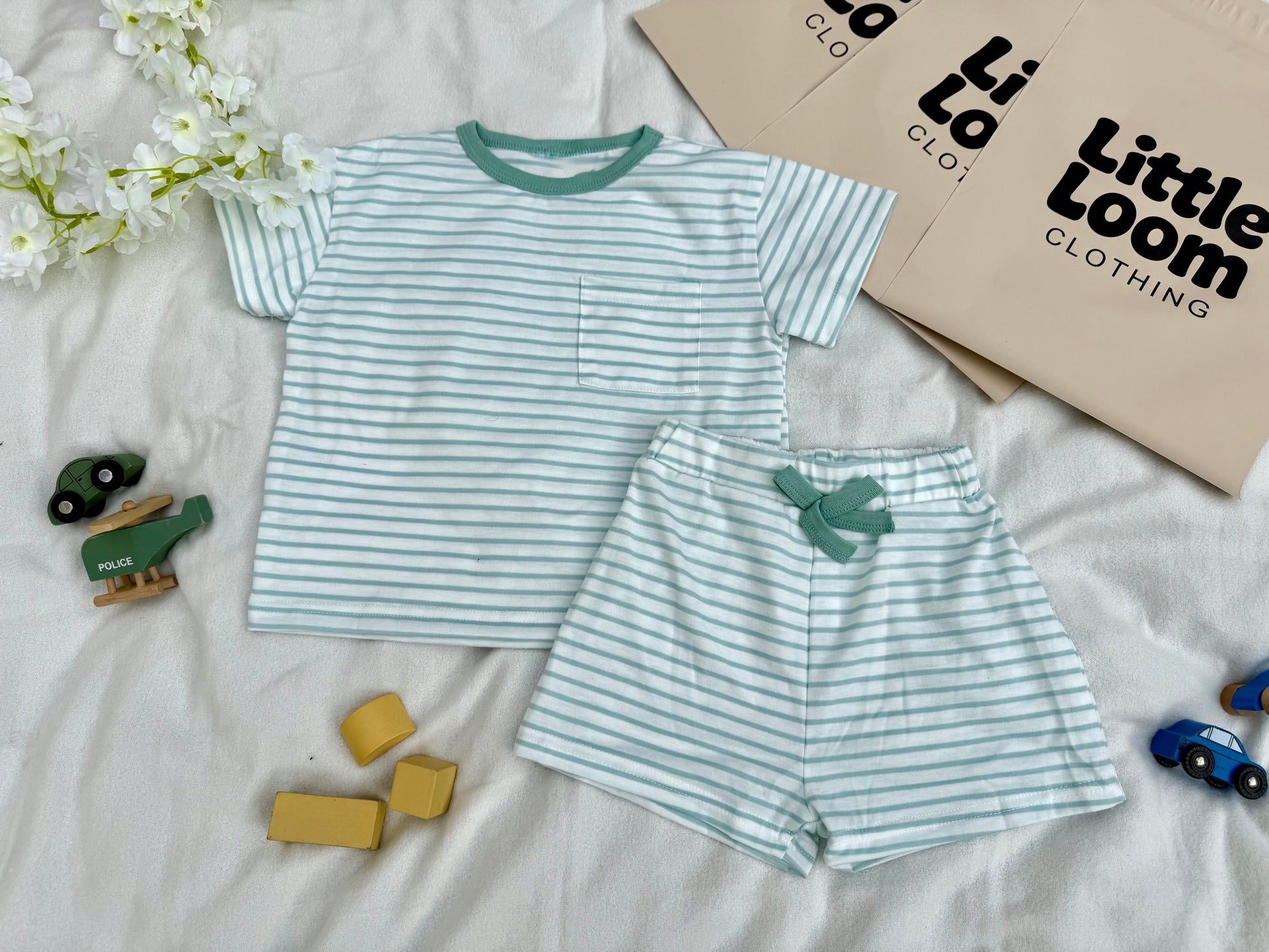 The Seafoam Stripe Set - Green